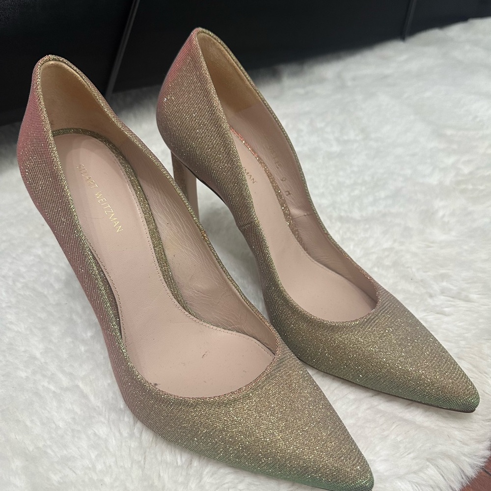 Stuart Weitzman Stuart Weitzman Chicster Gold Multi Nighttime Lame Pumps